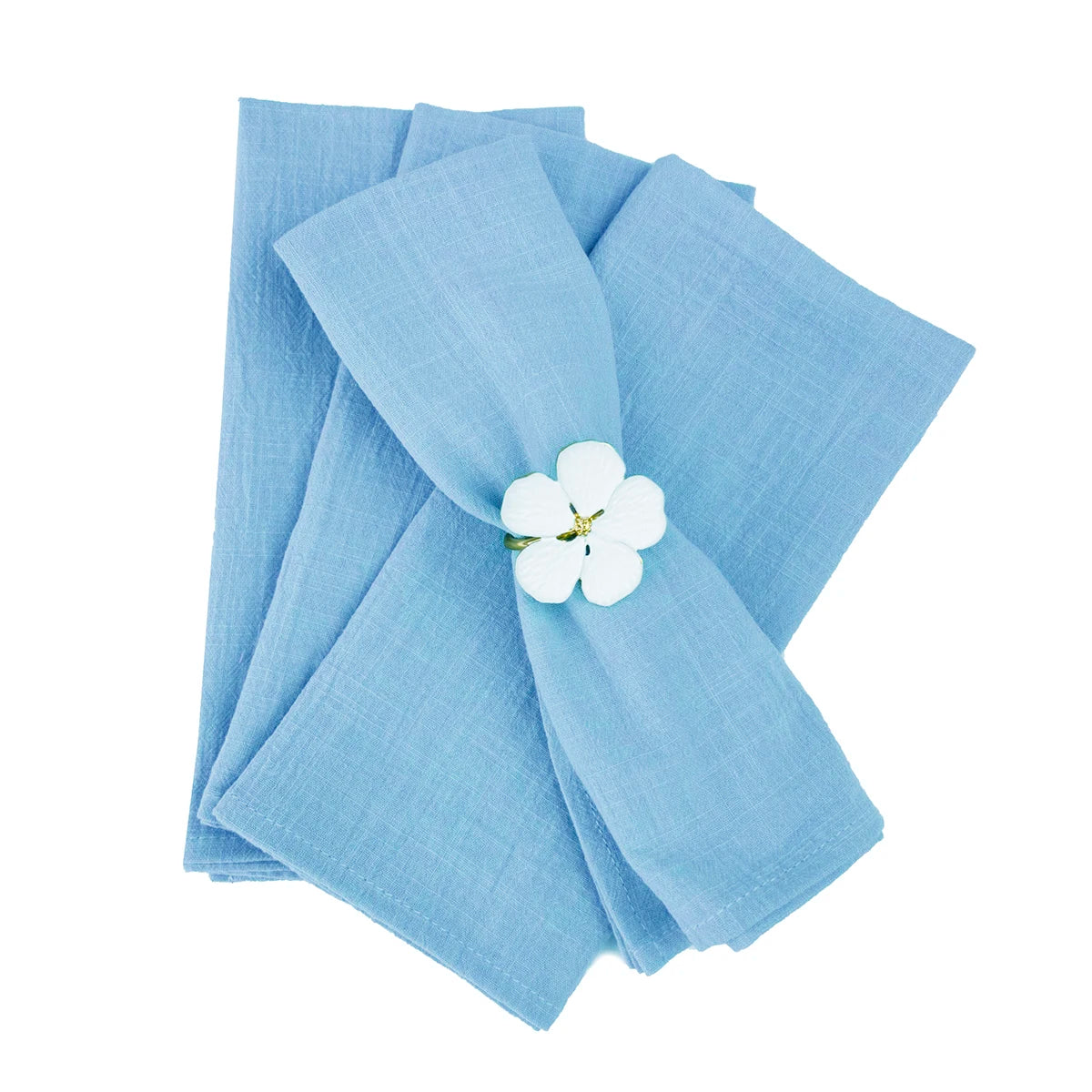 serviettes table 100% coton vert foncé bleu clair vert pastel blanc texture lin classique