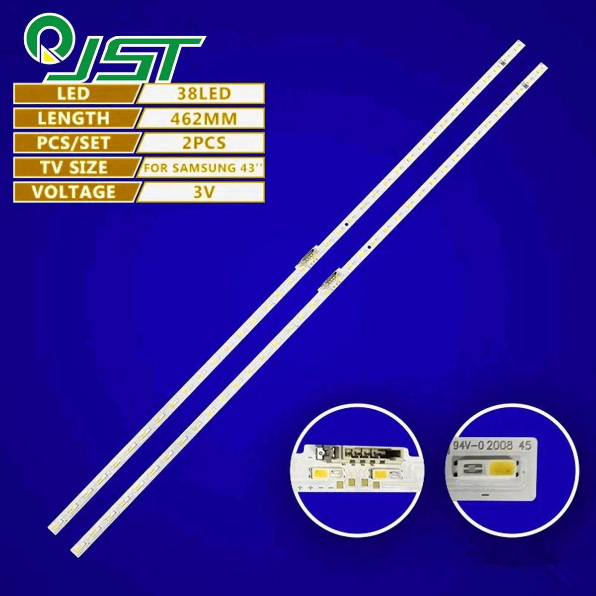 ruban led adhésif blanc 38 led 462mm moderne éclairage télévision connecteur électrique