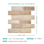 panneau mural décoratif moderne brique 3d autocollant beige marron clair résistant humidité isolation thermique