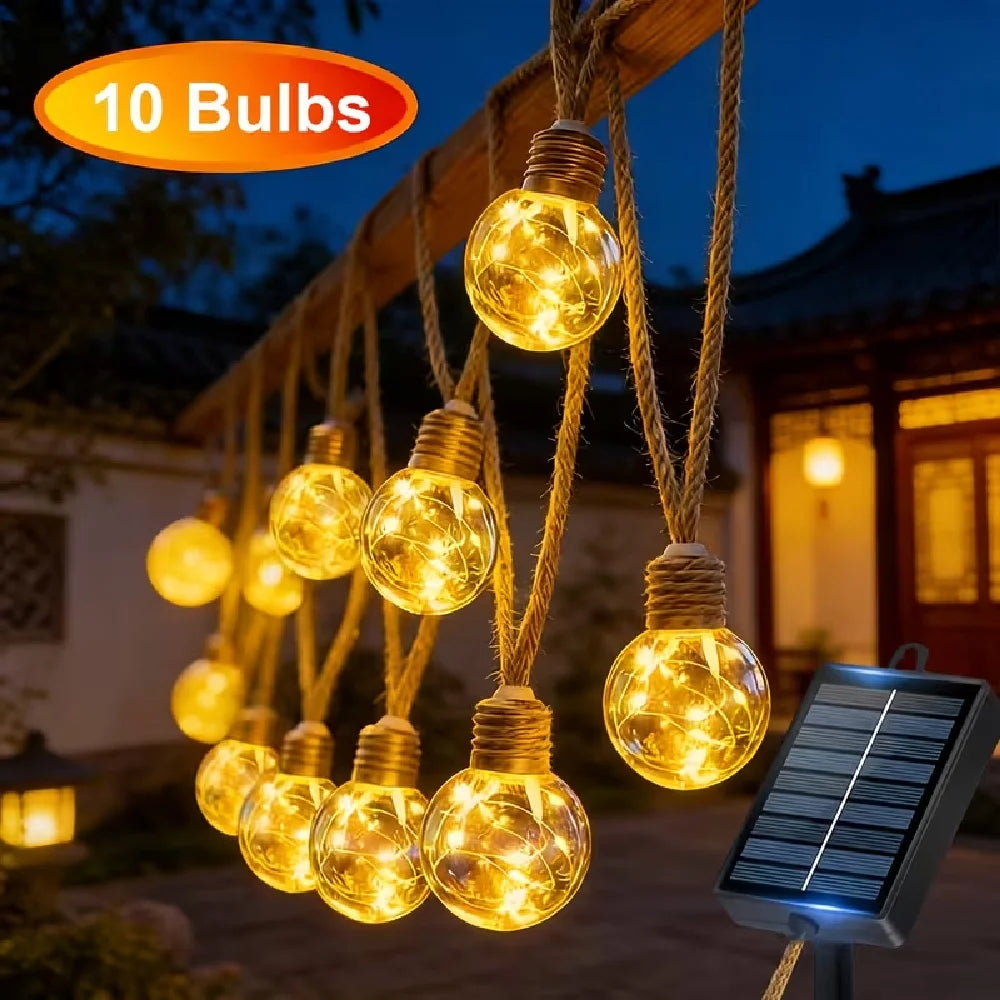 guirlandes lumineuses solaires extérieures blanc chaud vintage clips autonomes imperméables