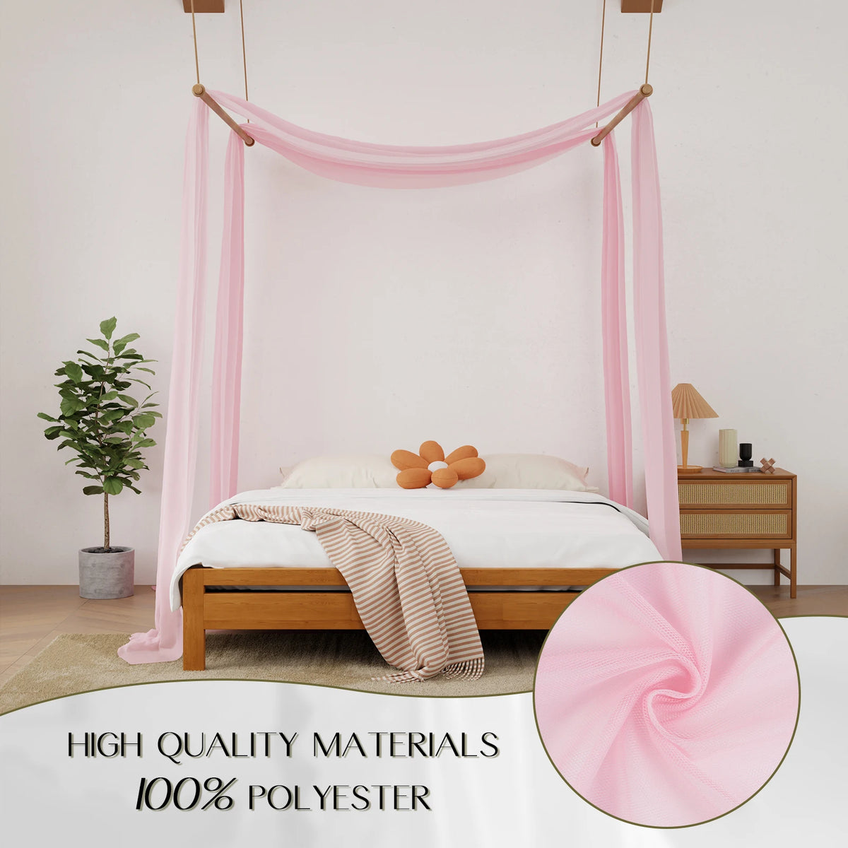 rideau lit transparent moderne rose clair adultes queen king size plié machine lavableextérieur chambre