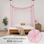 rideau lit transparent moderne rose clair adultes queen king size plié machine lavableextérieur chambre
