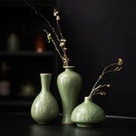 vases céramique vert moderne table décoration intérieur fleurs artificielles