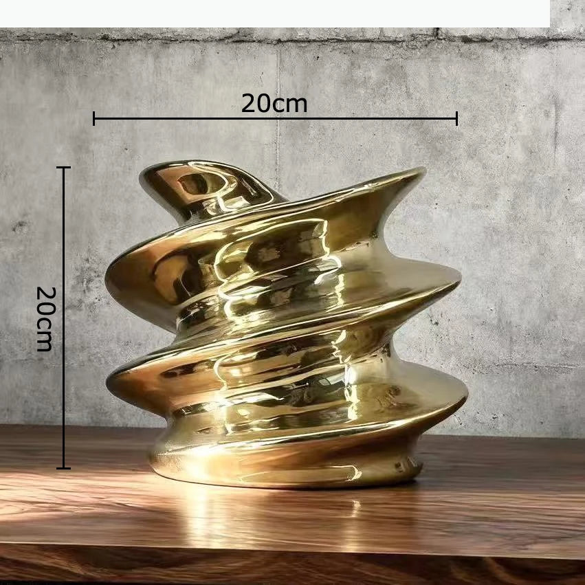 vase décoratif moderne argent brillant ondulé table fleurs transparent minimaliste