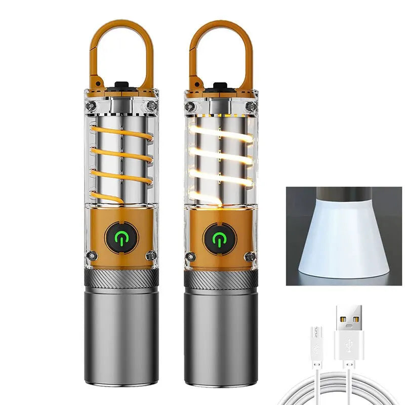 lampe torche rechargeable argent doré moderne pointeur laser réglable transparent