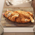 tapis sol entrée moderne motif chat endormi antidérapant décoration maison salon gris orange