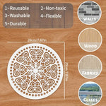 stencils mandala blanc or ornements floraux artisanal élégants peinture bricolage décoration murale bois tissu