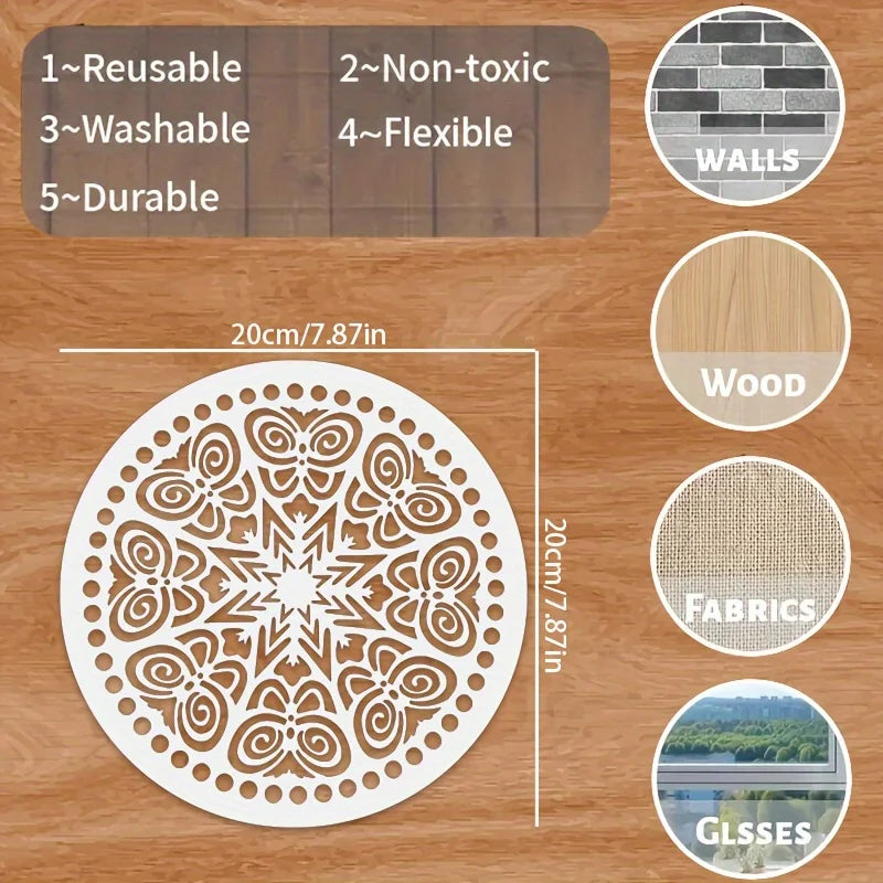 stencils mandala blanc or ornements floraux artisanal élégants peinture bricolage décoration murale bois tissu