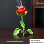 brûleur d'encens rose artisanal bronze rouge vert doré feng shui méditation yoga décoration maison