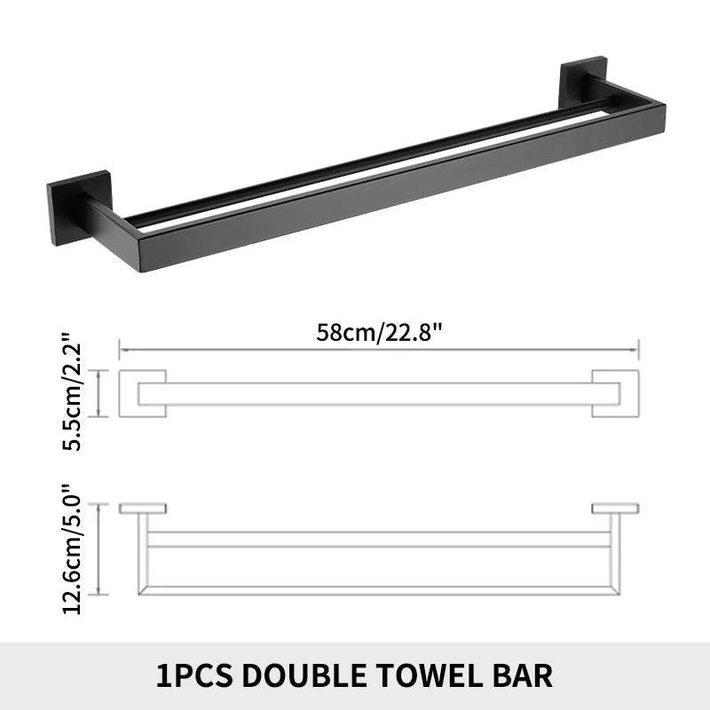 porte serviettes mural double acier inoxydable noir argenté doré moderne électroplaqué fixations serviettes