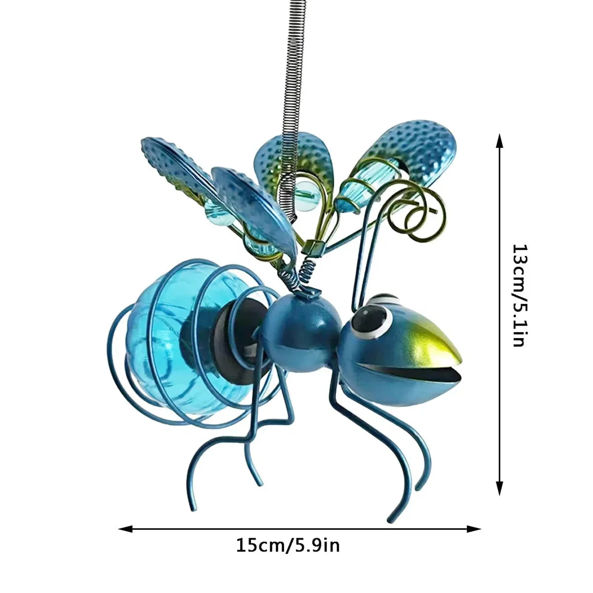 décoration extérieure insecte métal led lumineuse or bleu violet roseSuspension