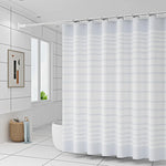rideau douche moderne rayures horizontales blanc gris clair opacité ourlet standard tissu éva 120cm