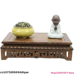 support bois sculpté artisanal miniature base sculpture vase plantes traditionnel chinois trépied