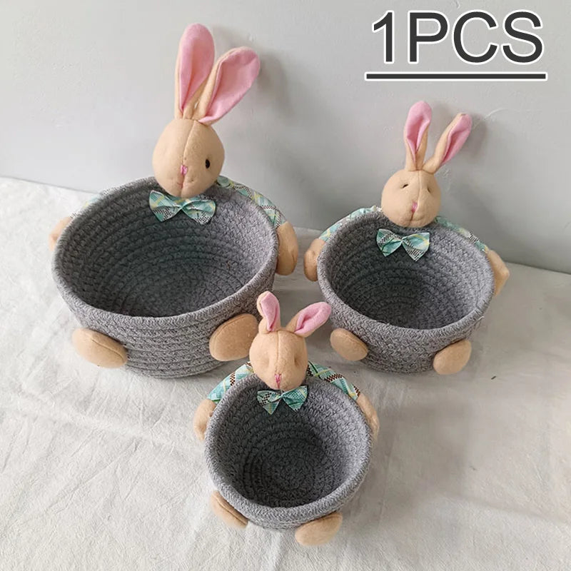 panier rangement tissu coton peluche décorative cosmétiques jouets accessoires