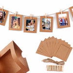 guirlande photo cadres kraft blanc multicolore pinces bois corde décoration mur chambre bohème