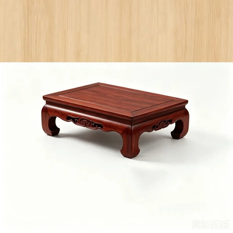 support d'affichage bois sculpté classique pied table vintage marron foncé motifs naturels