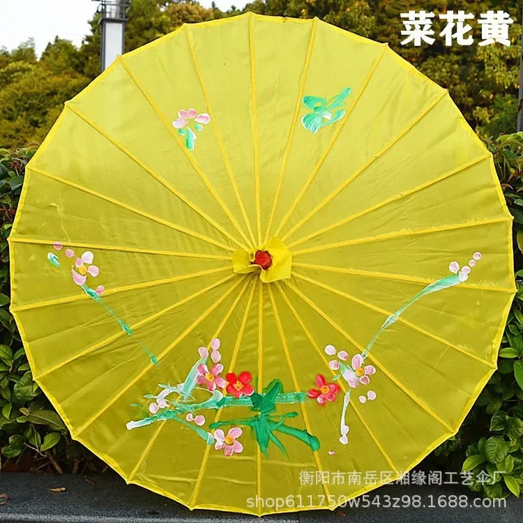 parapluie traditionnel fleurs peintes main rouge rose violet bleu orange jaune vert blanc