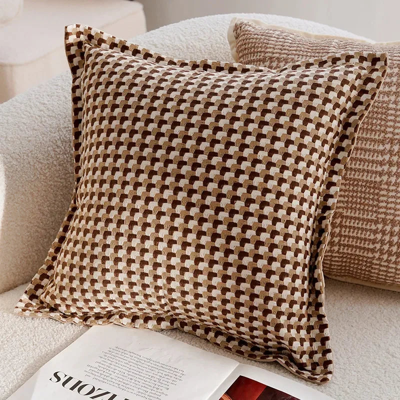 taies d'oreiller décoratives patchwork fleurs géométrique rayures moderne maison coton polyester