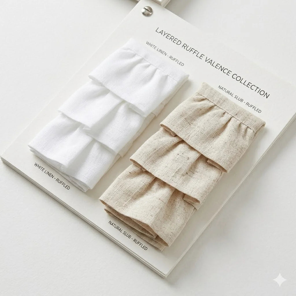 rideau lin rustique opacité beige clair plissé cuisine fenêtre simple