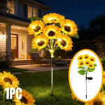 bouquet fleurs artificielles solaires jaune noir vert tournesol moderne extérieur piquet métallique panneau solaire
