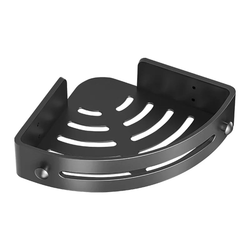 étagère salle bain noir moderne imperméable plastique vis fixation organisateur rangement douche