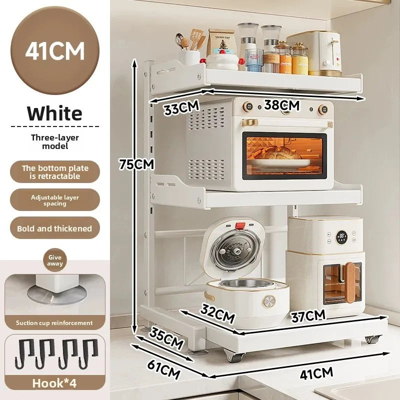 meuble rangement trois niveaux blanc moderne roulettes acier cuisine assaisonnement multifonctionalité countertops