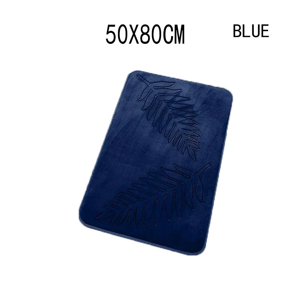 tapis bain antidérapant mousse mémoire forme feuilles palmier relief moderne vert foncé absorbant eau