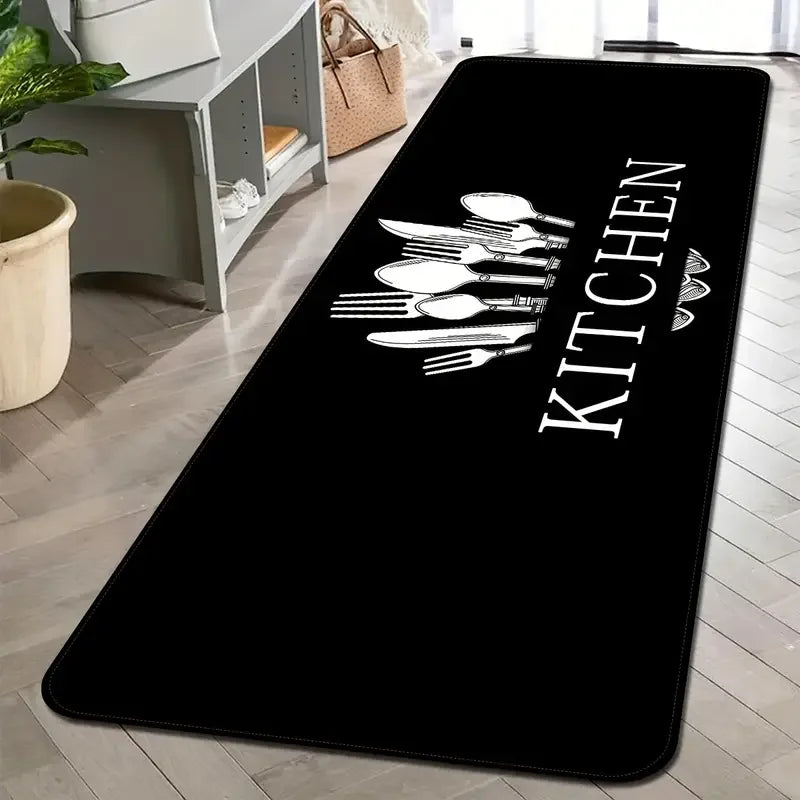 tapis cuisine moderne noir blanc couverts kitchen salle bain salon polyester feutre vinyle rectangle
