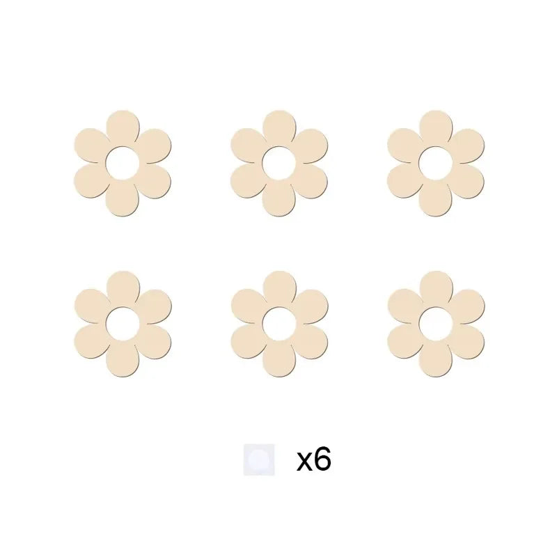 décorations murales fleurs bois brut deco enfant couleurs pastel fixations mur anniversaire mariage
