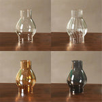 lampe poser moderne transparent base bois brun doré ridées minimalistes