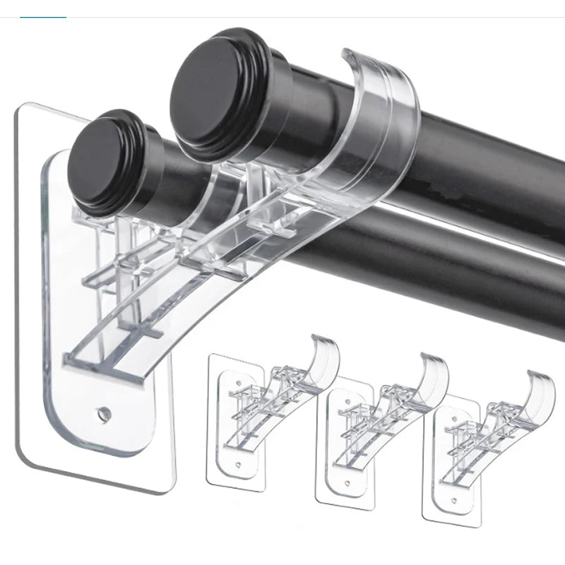 supports tringles rideaux adhésifs transparents modernes double fixation sans perçage tringles adaptatives rideaux