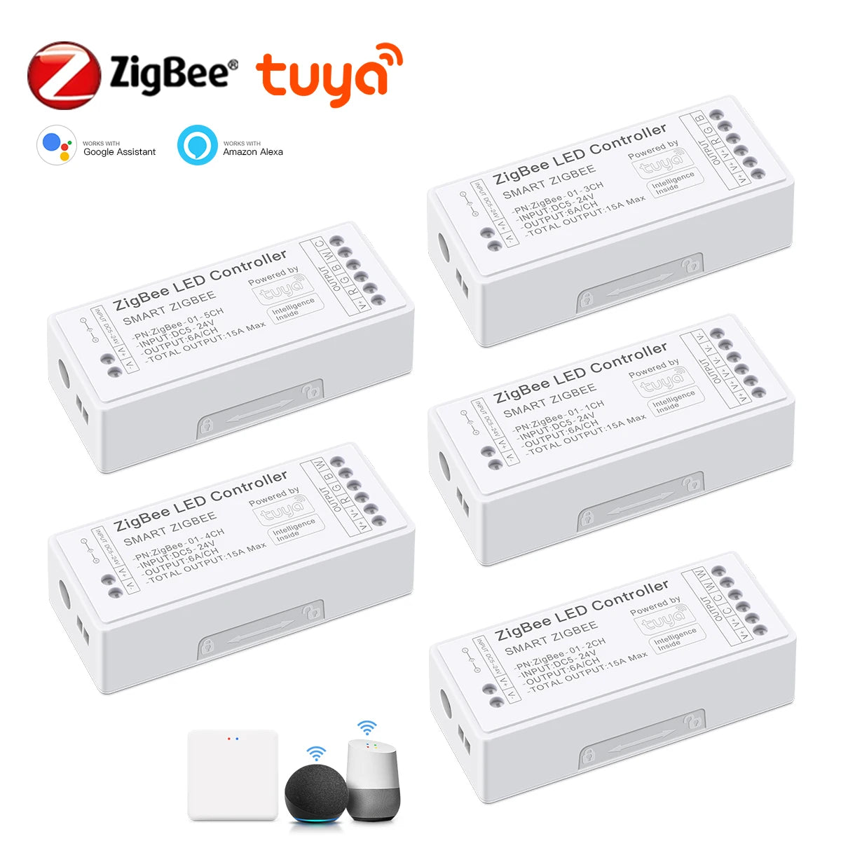 contrôleur led zigbee rgb cct prise charge commande vocale application smart life moderne technologie