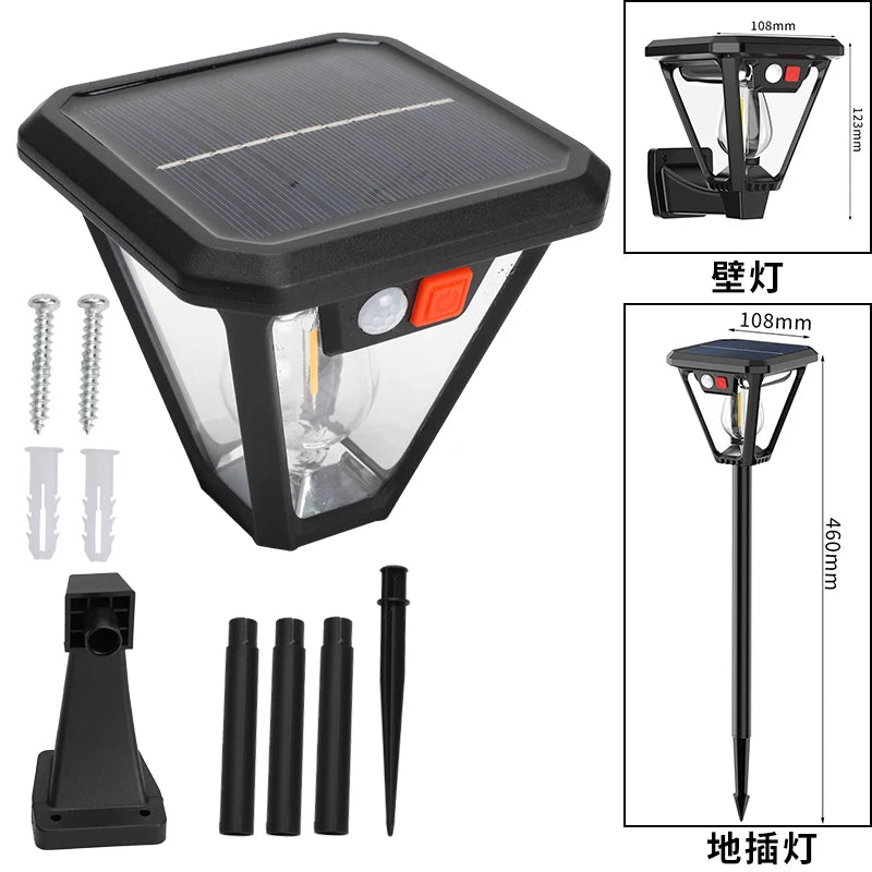 lampe solaire led extérieure moderne étanche noir fixation murale solaire panneau