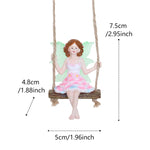 figurine fée rose ailes translucides balançoire bois miniature fantaisieextérieur jardincadeau fantaisiste volants ondulés