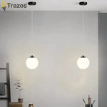 suspension lumineuse moderne minimaliste noir deux globes blancs métal chambre salon