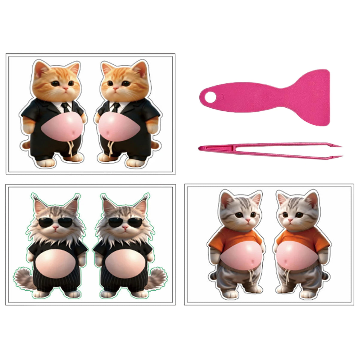 autocollants animaux compagnie dessin animé rose orange blanc violet jeunes enfants adolescents téléphone laptop