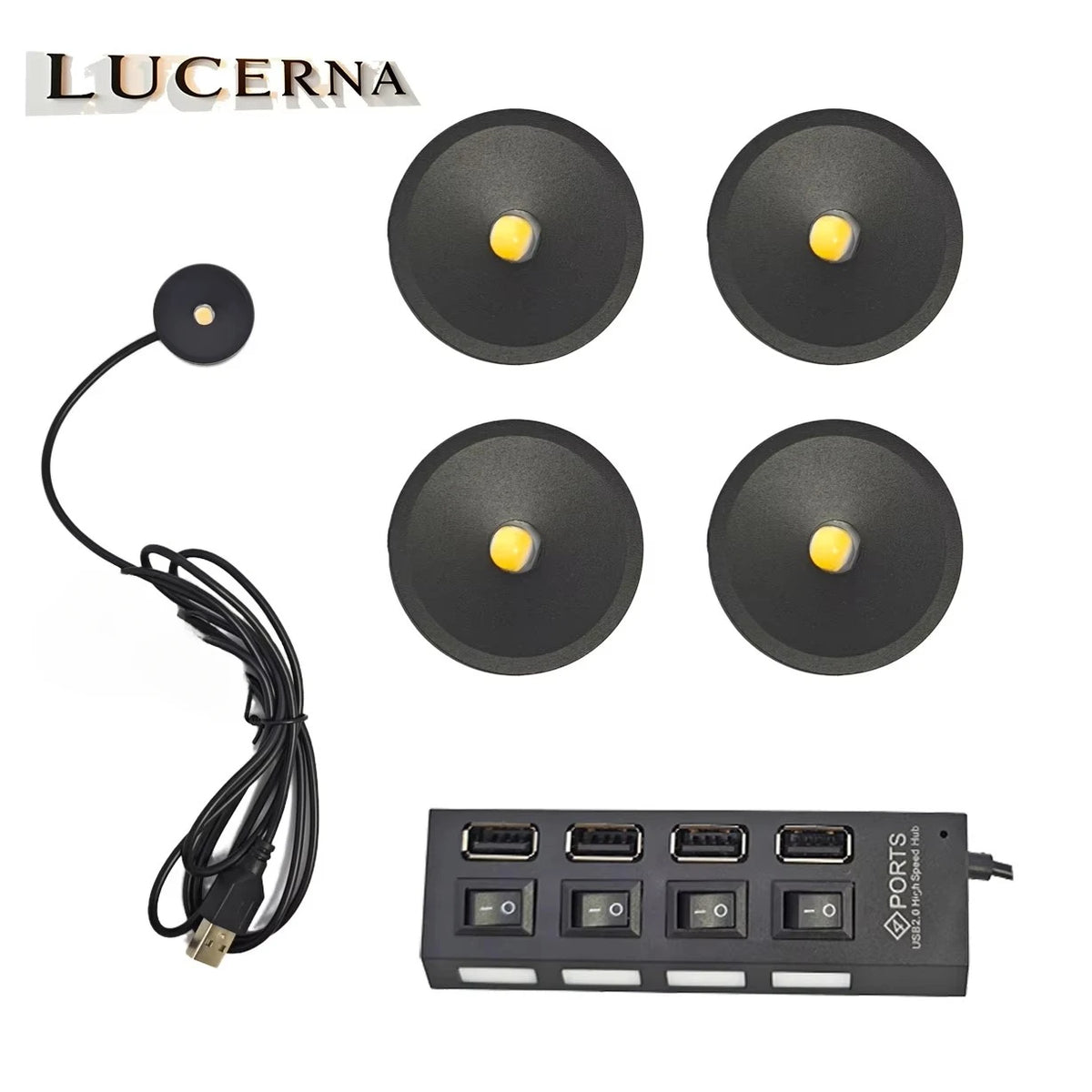 lampe led usb ultra plate adhésive noir blanc moderne câble interrupteur 60lm vrac