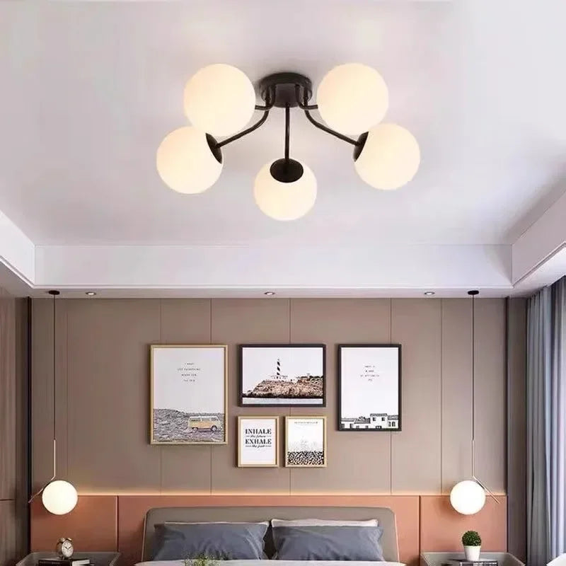 plafonnier moderne or noir boules translucides contemporain éclairage intérieur invisible led chambre salon
