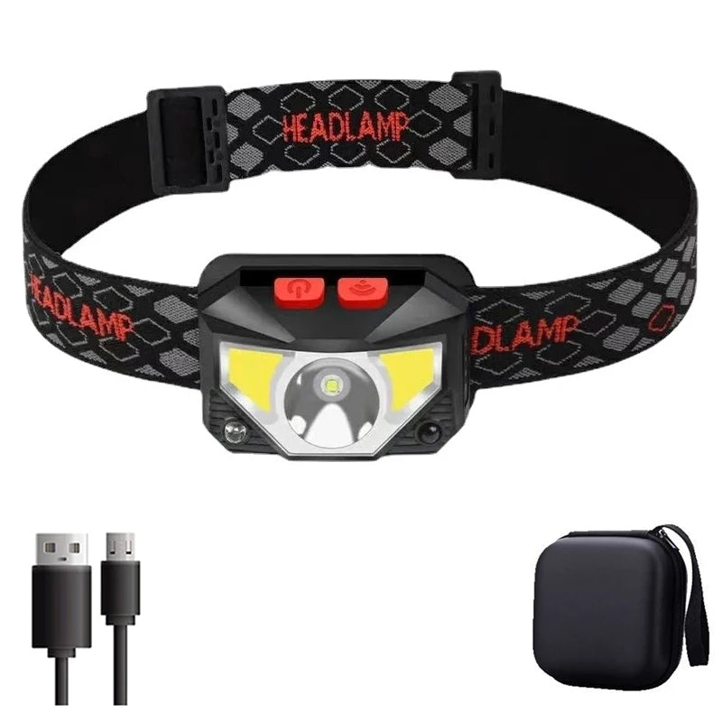 lampe frontale led rechargeable usb modes éclairage camping pêche nuit escalade chasse couleur noir
