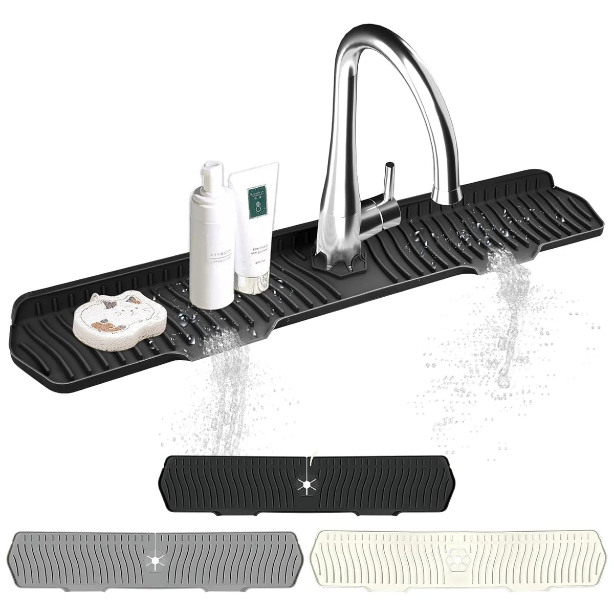 tapis cuisine pliable silicone anti dérapant respectueux environnement moderne noir gris blanc