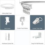 rideau douche moderne blanc texture tissée opaque clips acier inoxydable rallonges vis boulons