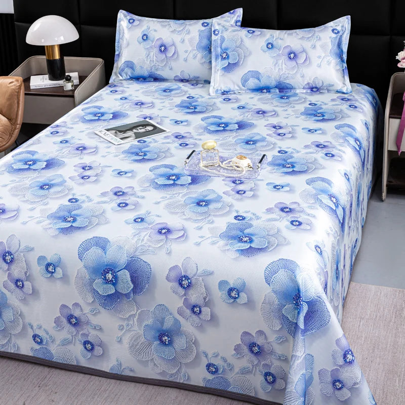drap lit complet fleurs classique vert clair bleu clair beige violet rose adultes chambre