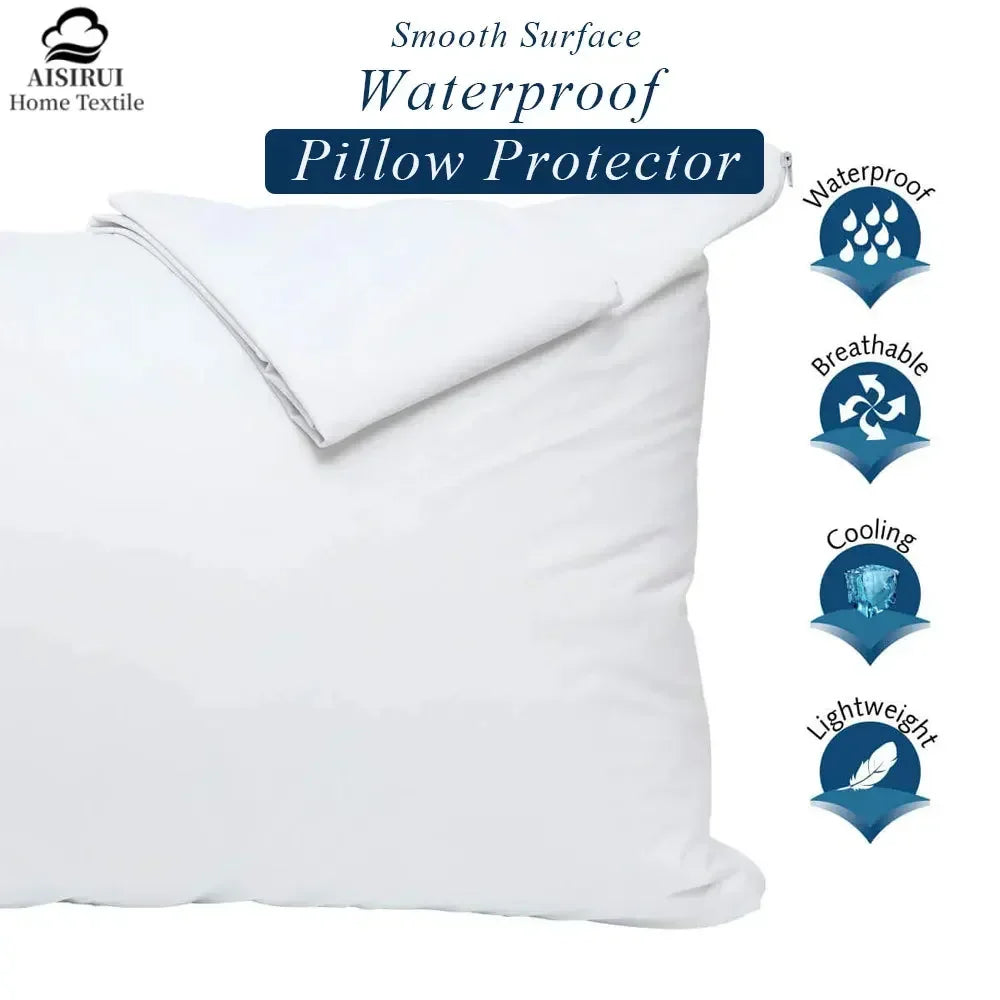 protège oreiller imperméable blanc motif gouttes d'eau zipper latéral moderne respectueux environnement maison