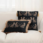 taie d'oreiller carrée léopard doré vintage tassel adhésif décorative verte noire polyester coton 45x45cm