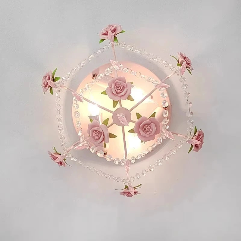 lampe rose fleurs relief translucides romantique chambre fille salon couloir
