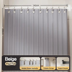rideau douche blanc rayures verticales opacité moderne clips barre fixation polyester pliable sans cadre