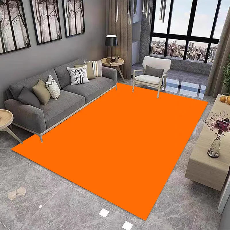 tapis orange unicolore moderne salon polyester 80x120cm 50x160cm dessin animé aubusson