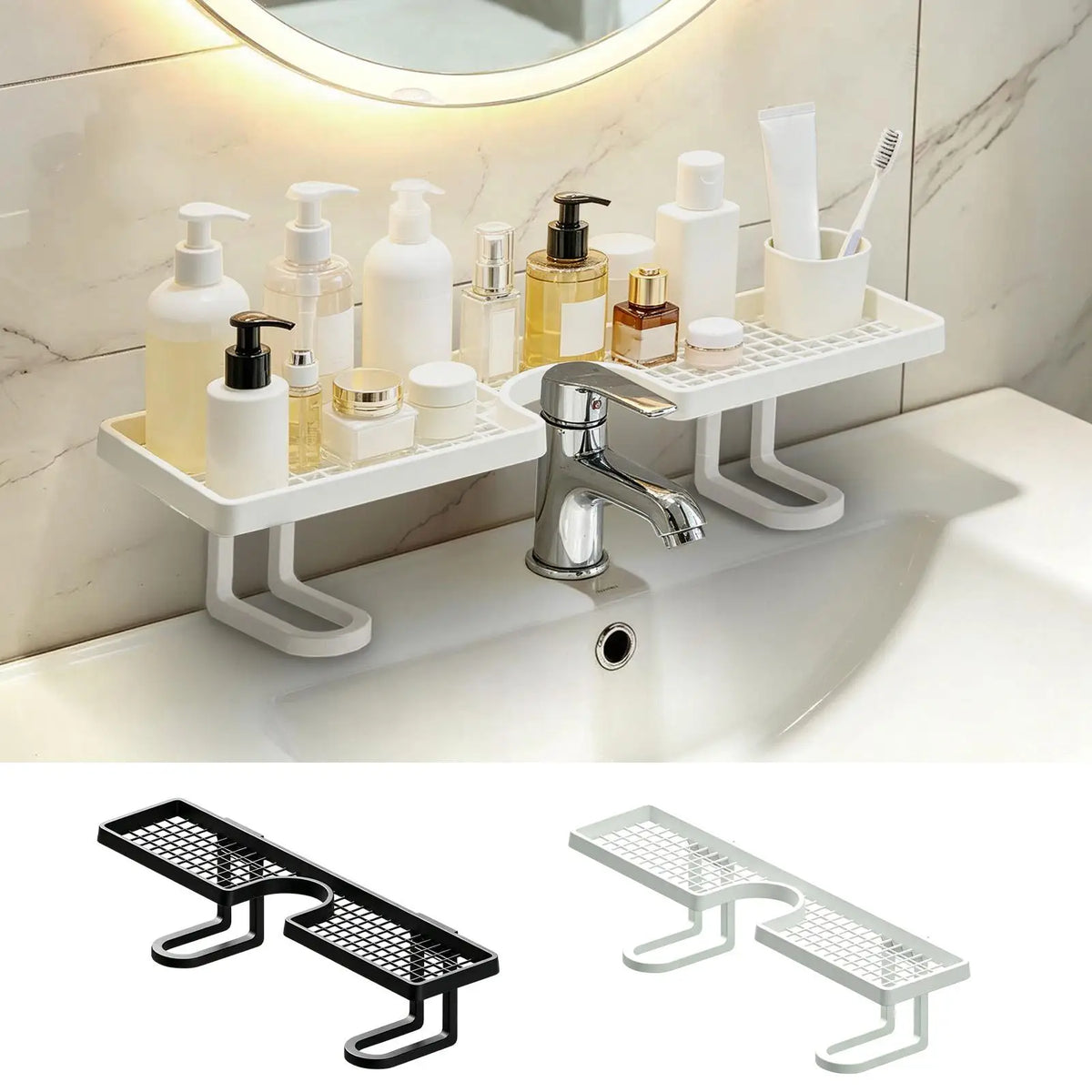 étagère murale moderne blanche noire clips rangement brosses dents produits toiletteôtel dortoir multifonctionnelle