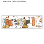 sticker mural multicolore dessin animé chats bienvenue fleurs papillons adhésif chambre enfant deco cartoon
