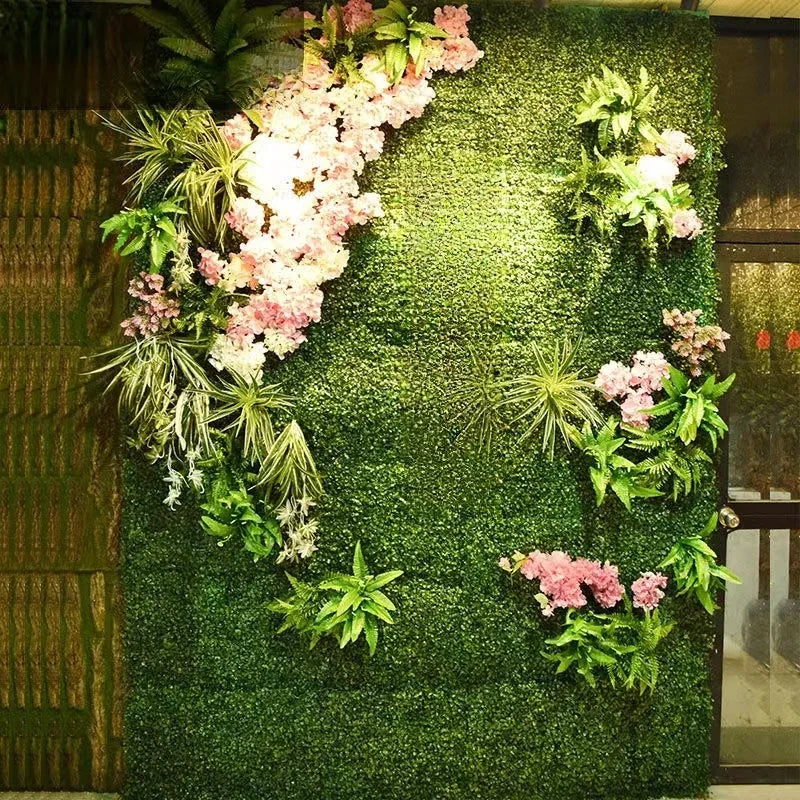 panneau végétal artificiel feuilles vertes fleurs petites décoration murale jardin extérieur naturel moderne